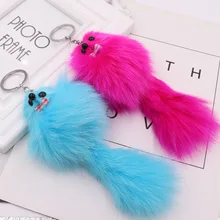 Зимний стиль, милые, Натуральная шерсть, маленький кулон с лисичкой, женская меховая одежда, сумка, плюш, брелок для ключей, маленькие подарки