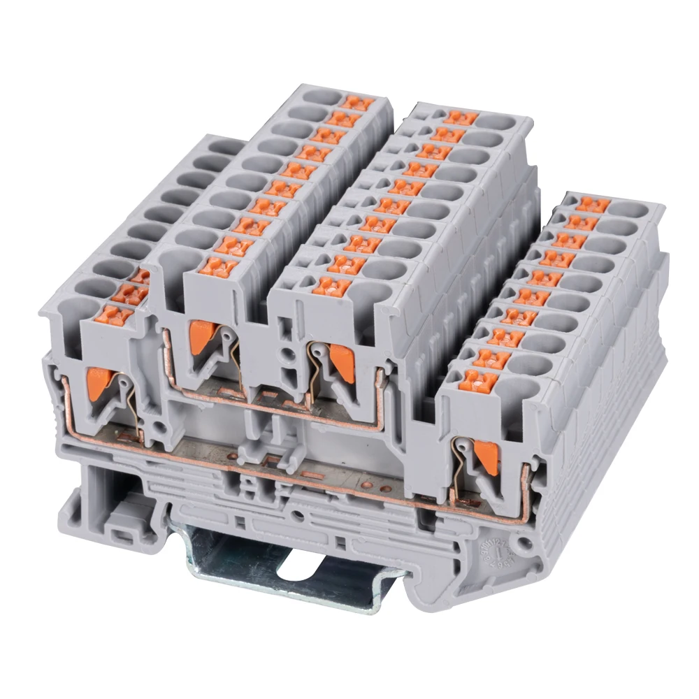 St22.5/22 Double Deck Din Rail Terminal Block 2 Level Push In Spring