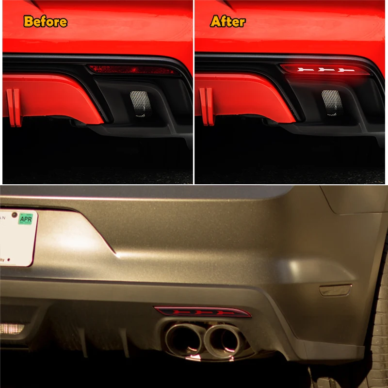 Красный Светодиодный отражатель заднего бампера противотуманные фары Задние фары с Последовательный сигнал поворота для- Ford Mustang тормозные огни 12 В