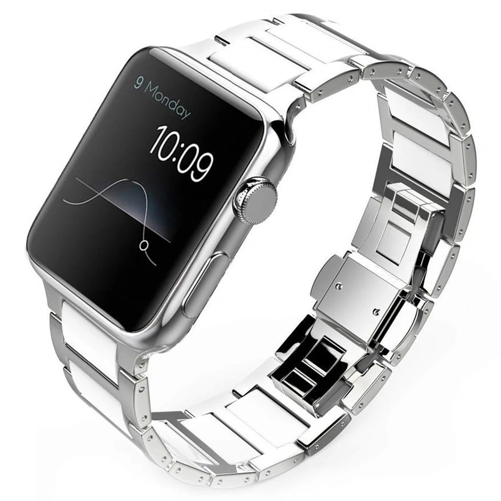 Браслет из нержавеющей стали и керамики для Apple Watch Band 38 мм 40 42 44 ремешок iwatch Series 5 4 3