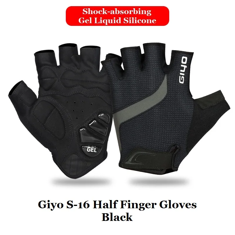 Giyo Anti-Slip Cycling Mittens - Half Finger Racing Gloves for Road and Mountain Biking