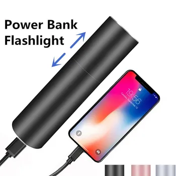 

Rechargeable Mini LED Torch Flashlight Zoom Power Bank USB LED Flashlight Tactical Waterproof Torch Light Pocket Super Powerful