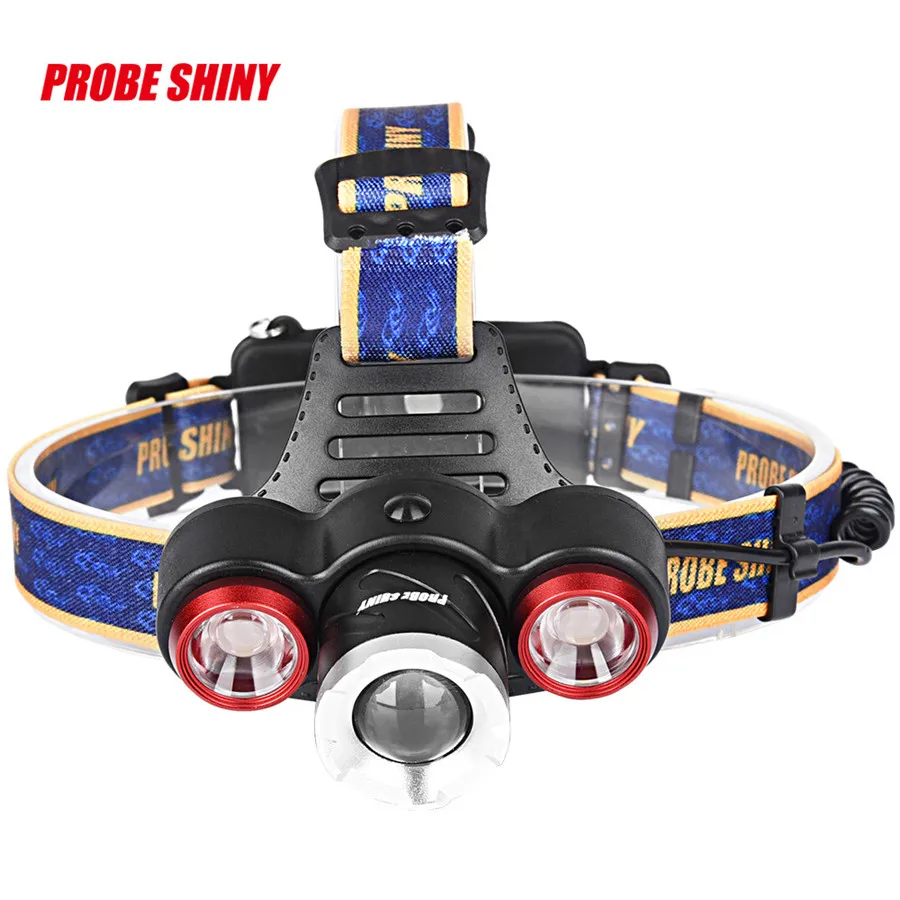 Outdoor headlight 8500Lm XML T6 + 2R5 3 LED rechargeable 18650 waterproof light USB interface night riding lights 35A5 (9)