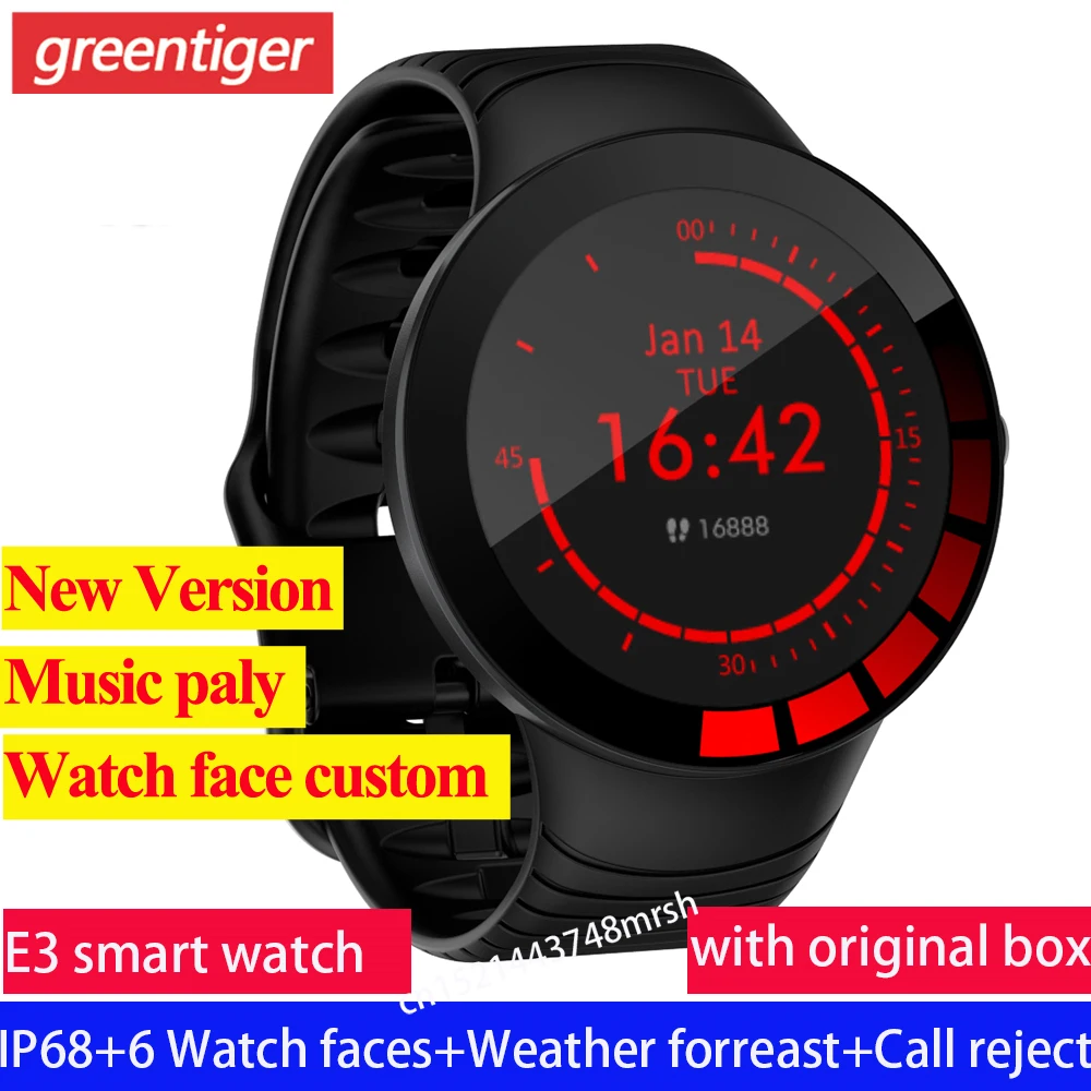 E3 Smart Watch Men IP68 Smartwatch Sports Heart Rate Blood Pressure Health Tracker relogio inteligente Music Play.|Смарт-часы| |