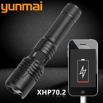 

XHP90.2 Tactical LED Flashlight USB Rechargeable Zoomable Torch Powerbank Function 18650 or 26650 Battery Aluminum Alloy Lantern