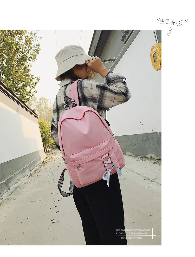 Cross Border for Oxford Cloth Backpack Women's Fashion Korean-style Casual WOMEN'S Bag Middle School Students School Bag Ribbon
