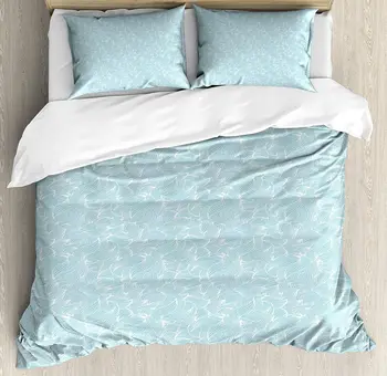 

Abstract Duvet Cover Set Ocean Inspired Hand Drawn Wave Pattern Lines and Swirls Soft Toned Palette Bedding Set