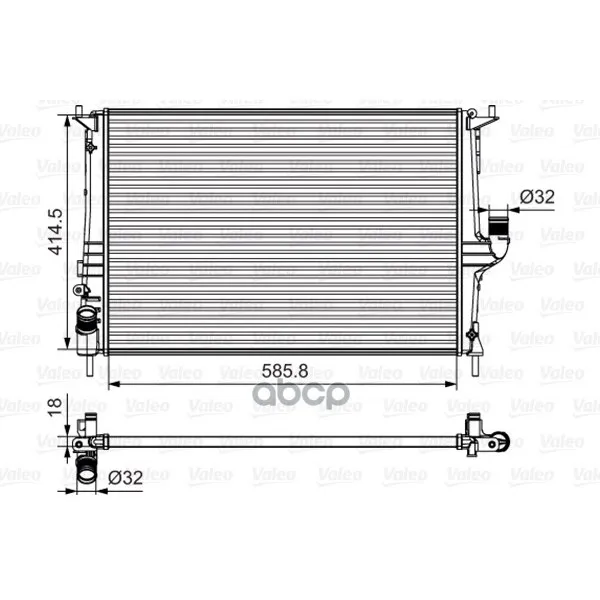 Радиатор Renault Duster/Logan/Sandero/ Lada Largus 1.2-1.6/1.5d A/C 09- Valeo 700801 Valeo арт. 700801