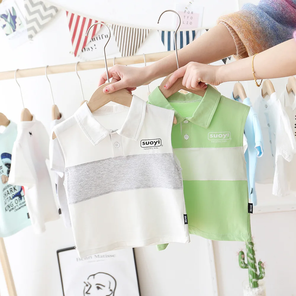 

Boys Shirts Stripes sleeveless Summer Top Polo Shirt 2T-7T Jchao Kids Clothes Cotton Camiseta Toddler Boy Tees