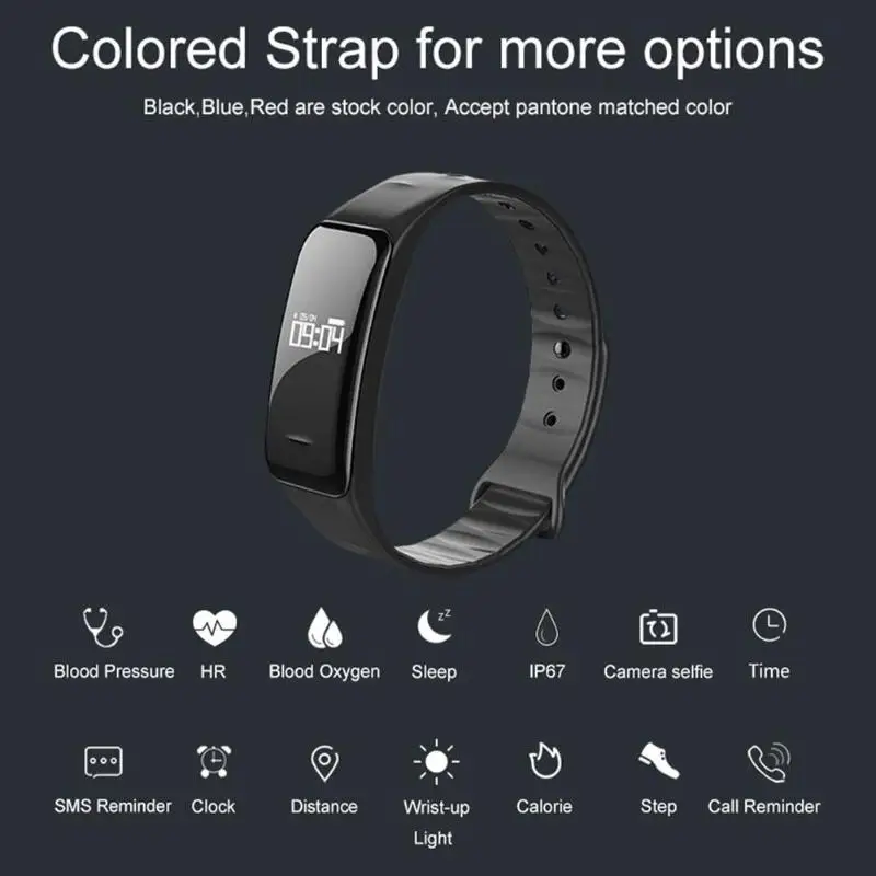 

B1 Smartband Fitness tracker Smart Bracelet Blood Pressure Heart Rate Monitor Waterproof Smart band Tracker Bracelet Black