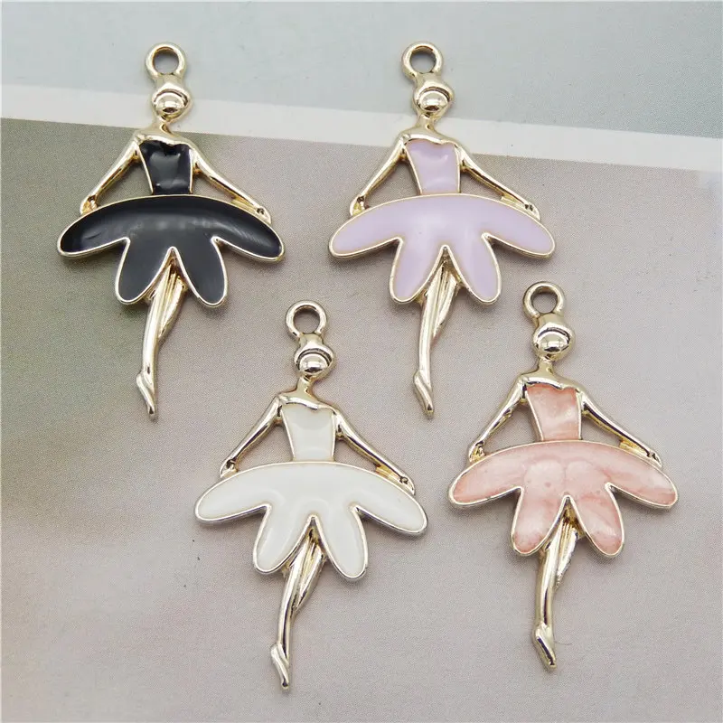 

Julie Wang 8PCS Enamel Dancing Girl Charms Zinc Alloy Ballet Girl Pendant Bracelet Jewelry Making Accessory