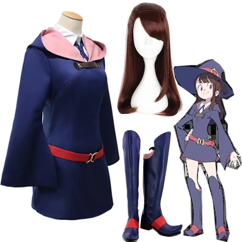 Anime pequena bruxa academia dia das bruxas meninas escola uniforme vestido  outfit cosplay traje manto chapéu robe outfit - AliExpress