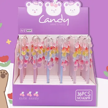 

36 pcs/lot Creative Rainbow Candy Pendant Gel Pen Cute 0.5 mm black Ink neutral Pen Promotional Gift Stationery School Supplies