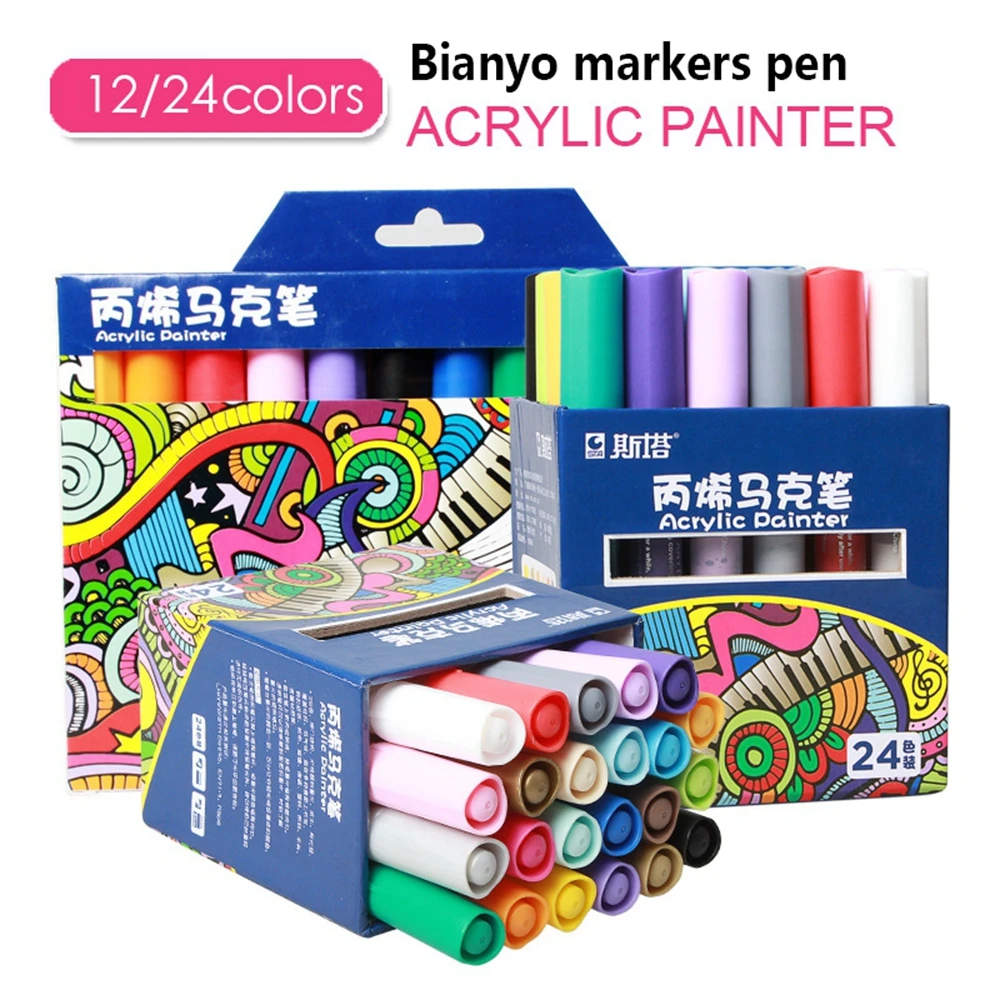 Paint Pens For Rocks Painting Ceramic Glass Wood Fabric Canvas Mugs DIY Craft Making Supplies Gift Card Acrylic Graffiti | Канцтовары