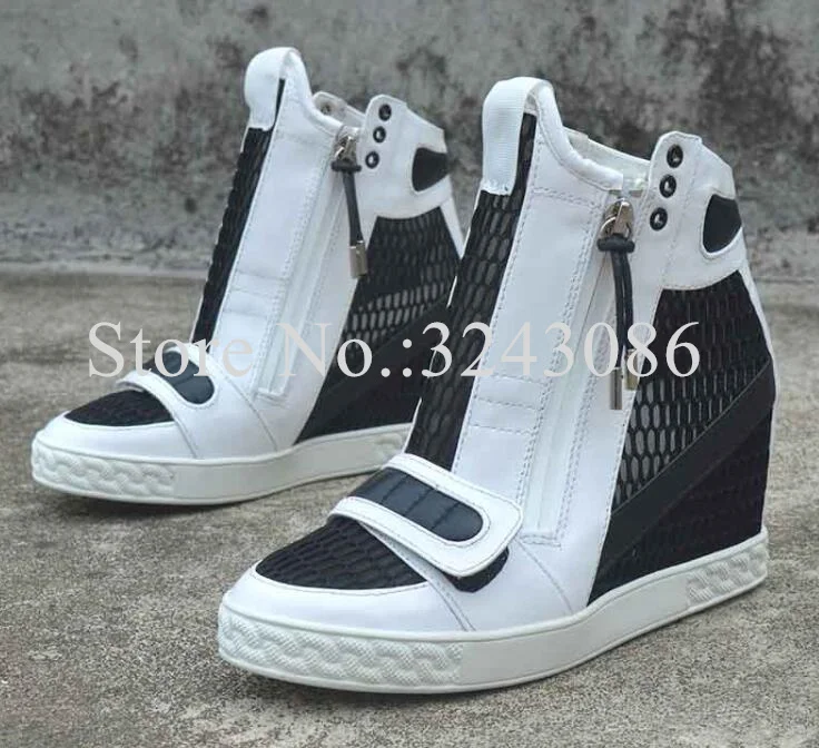 

Woman New Mesh 8cm Wedge Ankle Boots Fashion Increasing Heel Casual Shoes Sexy Female Hollow Out Platform Wedge Shoes Dropship
