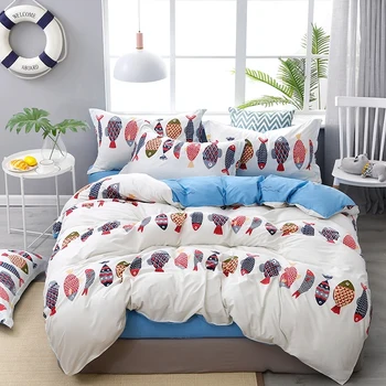 

4pcs Printed Bedding Set Fruit Winter Bed Sheet Soft Flat Sheet Double Side Bed Cover Duvet Cover Quilt Cover Queen Size
