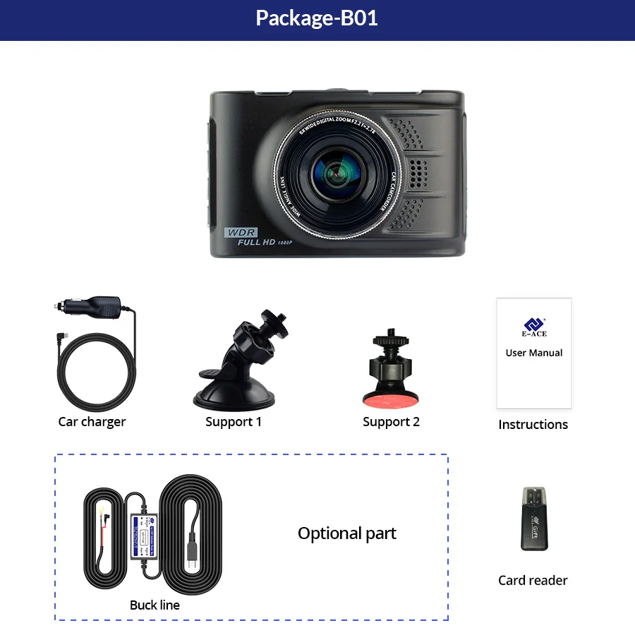 E ACE B01 Автомобильный видеорегистратор Novatek 3 0 дюймов мини 1080P FHD видео регистратор
