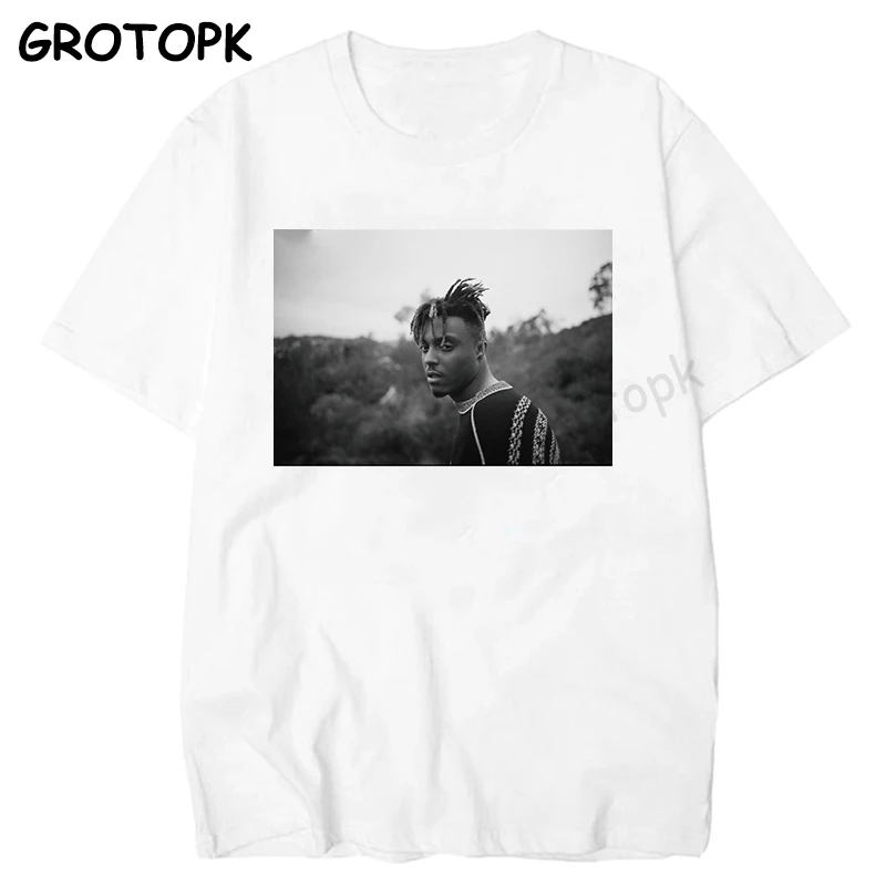 Мужская футболка с принтом RIP JUICE WRLD 999 белая в стиле хип хоп уличная одежда