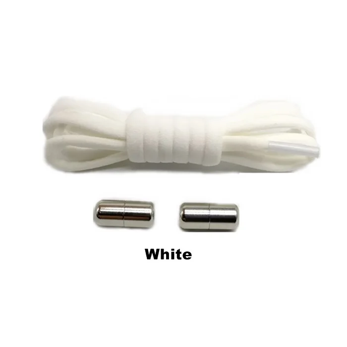 B-White 1 пара шнурки без завязок эластичные запирающиеся круглые шнурки быстрые ленивые шнурки 22 цвета - Цвет: B-White