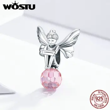 

WOSTU Elf Fairy Flower Design 925 sterling silver Charms Beads Fits Original Bracelet DIY Jewelry Making For Women Girls Gift