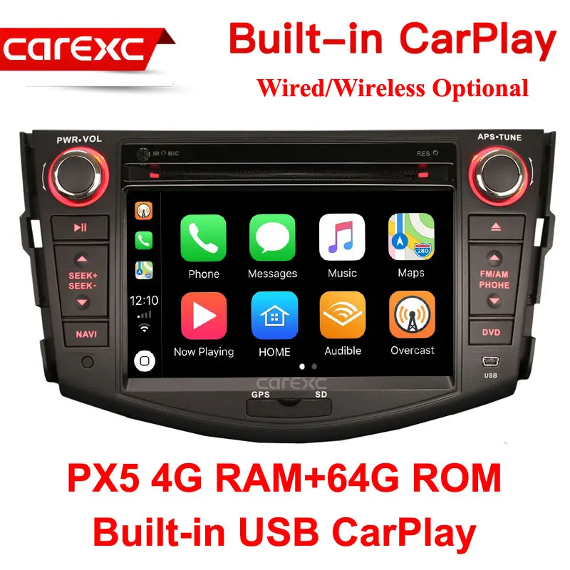 CarExc Android 9,0 автомобильный Muiltmedia плеер с CarPlay для Toyota RAV4 2006 2007 2008 2009-2012 с автомобильным gps навигационной системой - Цвет: PX5 64G ROM