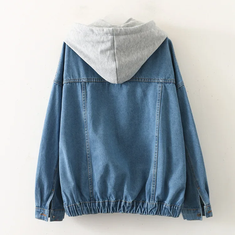 

2019 Spring And Autumn New Style Korean-style Casual Retro Loose-Fit Slimming Hooded Solid Color Jeans Coat Blouses
