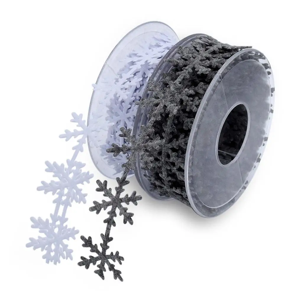 

5M Christmas Snowflake Leaves Ribbon Non-woven Fabric Decoration Trim Ribbon Detachable Christmas Tree Decoration