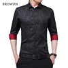 BROWON Newest Plus Size Male Social Shirt Long Sleeved Non-iron Men Flower Shirt Men's Shirt Business Imported-china ► Photo 1/6