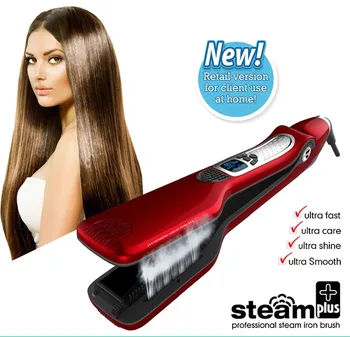 

Steam Hair Straightening Flat Iron with Spray Ceramic Tourmaline Anti-Scald Straightener Adjustable Temperature Auto-off functio