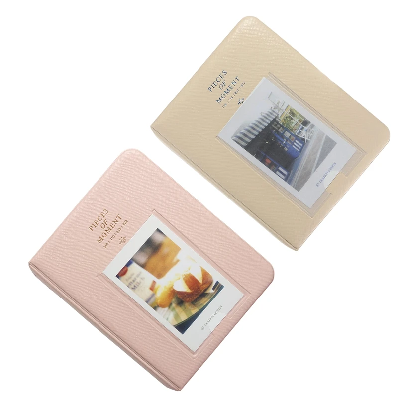 2 шт 64 кармана мини-кейс для альбома для хранения Polaroid фото FujiFilm Instax фильм размер-бежевый и розовый