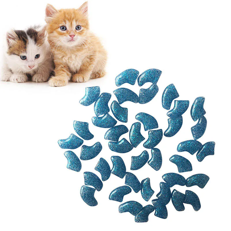 Pet Cats Silicone Paw Claw Care Nails Covers Crystal Sticky Wearable Pets Caps Case Kitten Puppy Cat Grooming Supplies