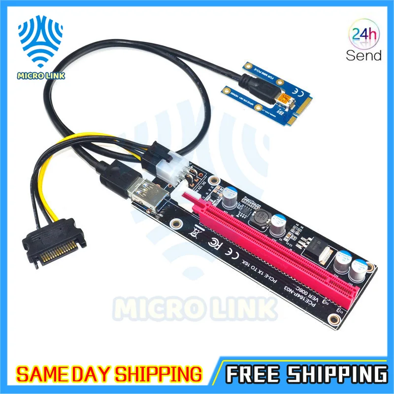 Mini PCIe to PCI express 16X Riser for Laptop External Graphics Card EXP GDC BTC Antminer Miner mPCIe to PCI-e slot Mining Card-2