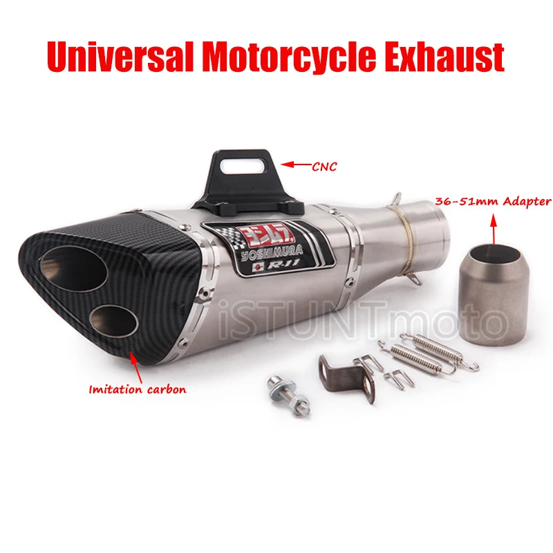 51mm Inlet Universal Motorcycle Yoshimura Exhaust Pipe Escape Modified Muffler For NINJA400 502C NK605 CBR250R GSXR250 R25 R3 R6 - Цвет: E