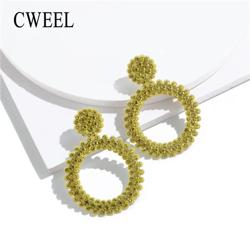 

CWEEL Yellow Bohemian Round Beaded Drop Dangle Earrings Fringe Fashion Women's Earrings 2019 Summer Statement Earing