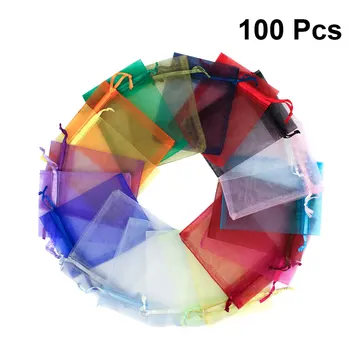 

100pcs Organizer Bags Transparent Portable Gift Bags Drawstring Bags Drawstring Pouches Jewerly Pouches for Kids (Mixed Color)