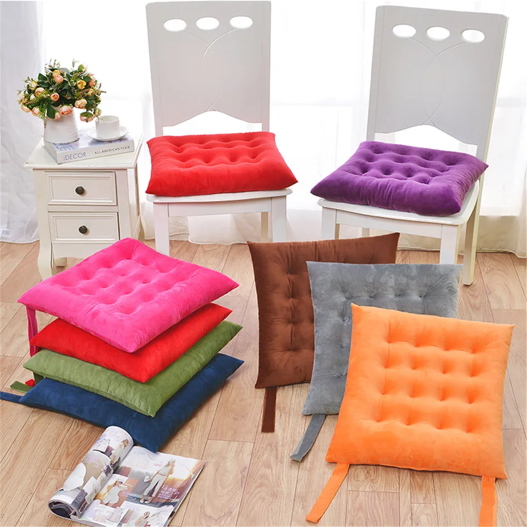 Plain Square Seat Pad Chair Cushion Dining Room Garden Kitchen Chair Velvet Cushions Tie On Home Decorative Soft Padchair Sh Cushion Aliexpress