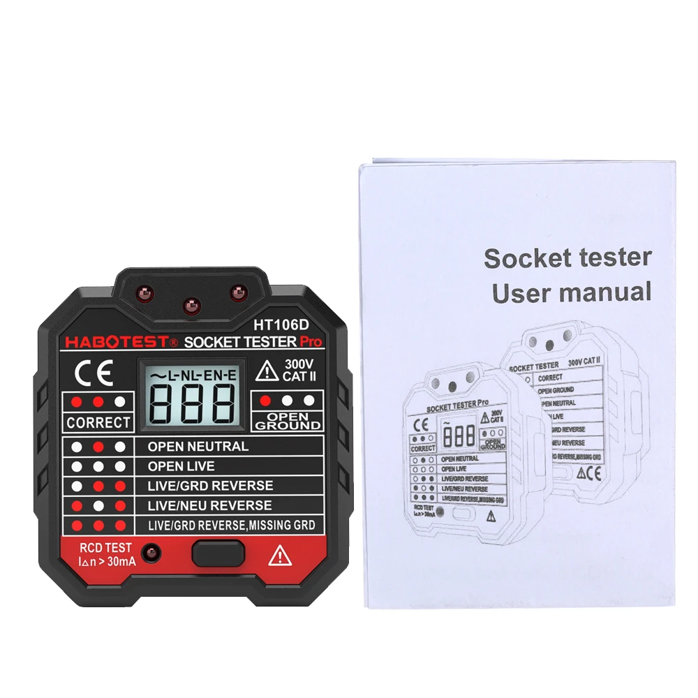 HT106B HT106D HT106E цифровой дисплей Розетка тест er Разъем полярности фазы контрольный детектор напряжение тест Многофункциональный электроскоп