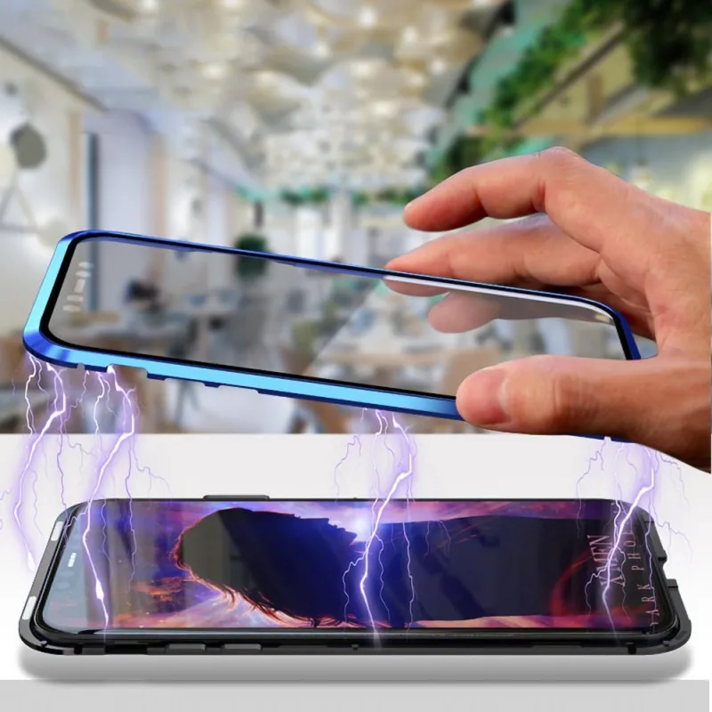 Магнитный поглощающий флип чехол для iPhone 11 передняя и задняя крышка телефона