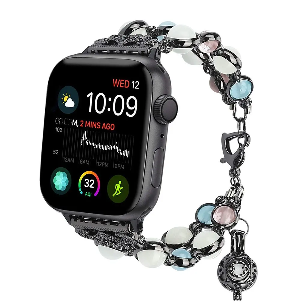 Смарт-часы ремешок для samsung gear Fit 2/Pro сменный ремешок для часов светящиеся бусины часы ручной работы с металлом