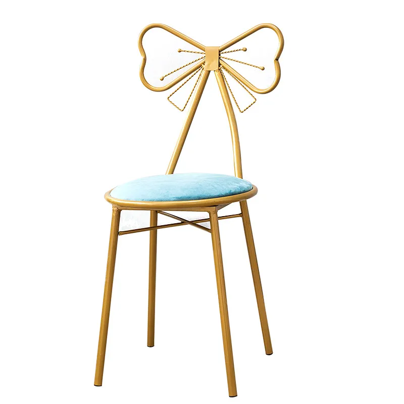 Modern Simple Dresser Stool Ins Nordic Girls' Heart Bedroom Backrest Princess Bow Manicure Makeup Chair |
