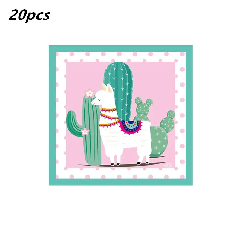 20pcs napkin OLOEY 12 комплектов мультфильм лама Альпака обертка для кексов Топпер конфеты коробка дети день рождения товары для свадьбы - Цвет: 20pcs napkin