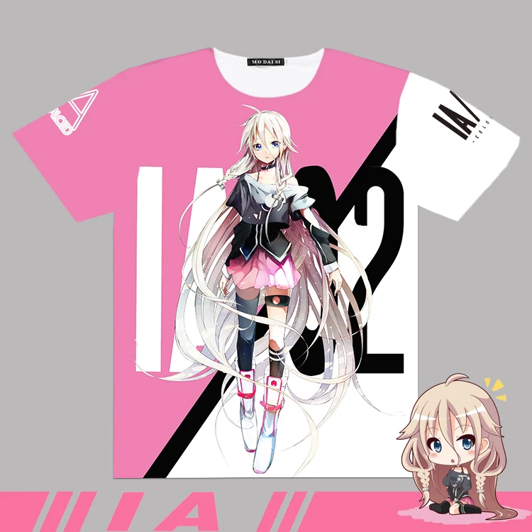 Японский Аниме VOCALOID IA Косплей Футболка полный графический с коротким рукавом унисекс студенческий Casula летние женские мужские футболки