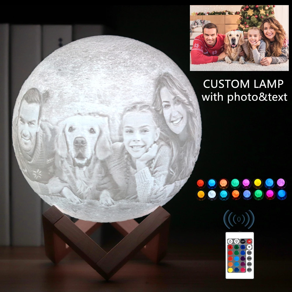 Lampada Luna 3D Personalizzata Con Foto - Regalo Unico Per Compleanno, Luce Notturna LED 16 Colori Con Telecomando E Ricarica USB - 3