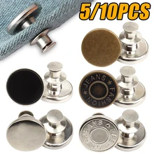 5/10 PIÈCES Détachable Rétro Boutons En Métal Bouton pression Pantalon Épingle pour Jeans Bouton Rétractable Couture Sans Ajustement Parfait pour Réduire La Taille