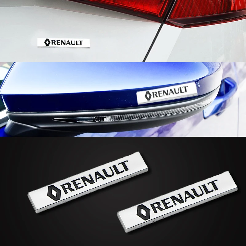 

2pcs NEW Fashion Sliver 3D Car Aluminum Metal Badge Decoration Sticker for Renault Megane 2 3 Duster Logan Clio Laguna 2 Captur
