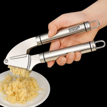 

Manufacturers 304 Stainless Steel Garlic Press Extrusion Meshed Device Press Garlic Pounding Manually Kitchen Gadgets