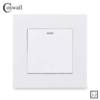 

COSWALL Simple Style PC Panel 1 Gang 3 Way Intermediate On / Off Light Switch Wall Rocker Crossover Switch AC 12-250V 16A