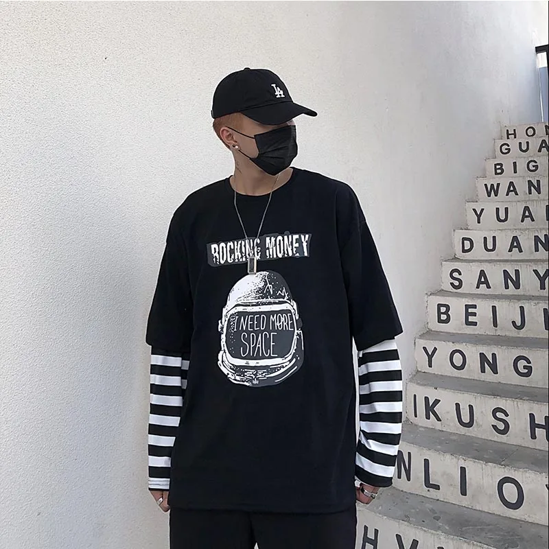 2019 New Arrival Korean version streetwear Vintage Letter printing Long sleeve t shirt Patchwork Gingham Long sleeve Vogue Fall 2019 New Arrival Korean version streetwear Vintage Letter printing Long sleeve t shirt Patchwork Gingham Long sleeve Vogue Fall