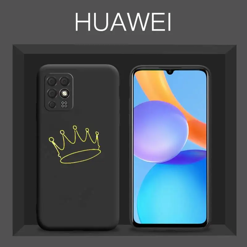 Crown Power Cartoon Phone Case Black Color For Huawei P40 P30 P20 Pro Mate 20 lite Honor 10 10i 9x 8a 8x Cover Funda |