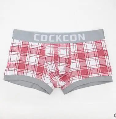 Новинка COCKCON мужские боксеры нижнее белье клетчатые хлопковые дышащие мужские боксеры - Цвет: Красный